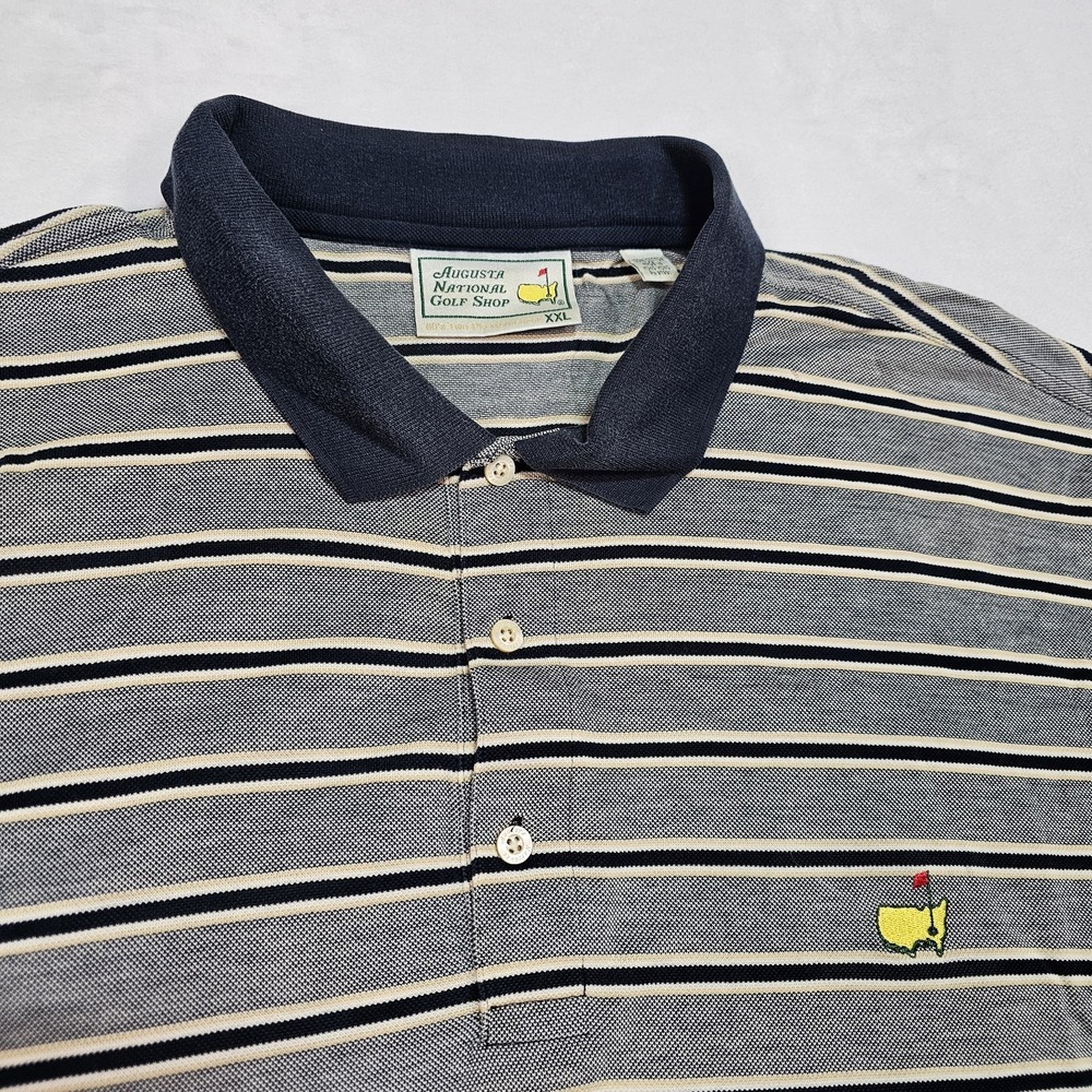 Masters Navy and Cream Striped Polo Shirt